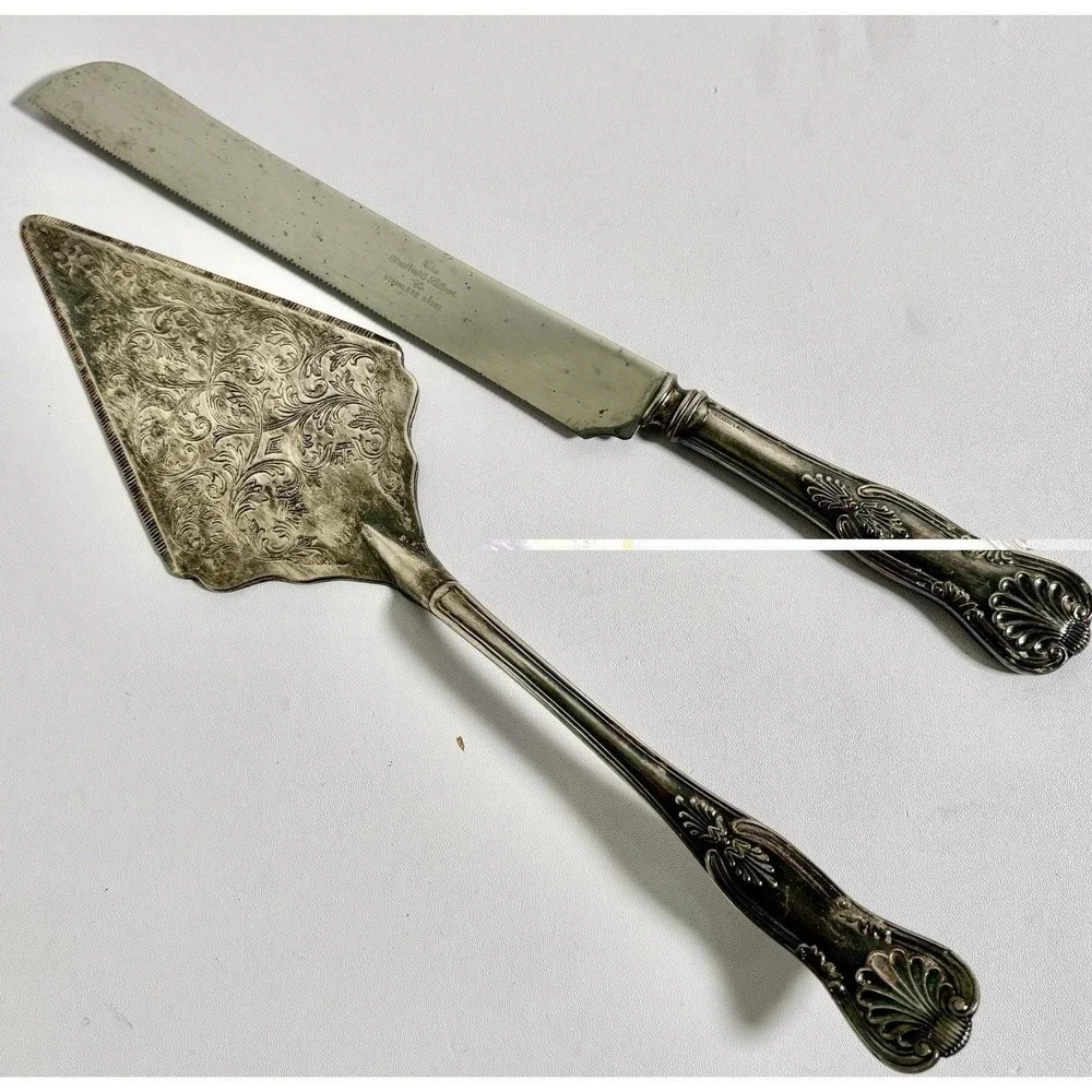 Vtg The Sheffield Silver Co Stainless Steel Cake Knife & Server  King's Pattern